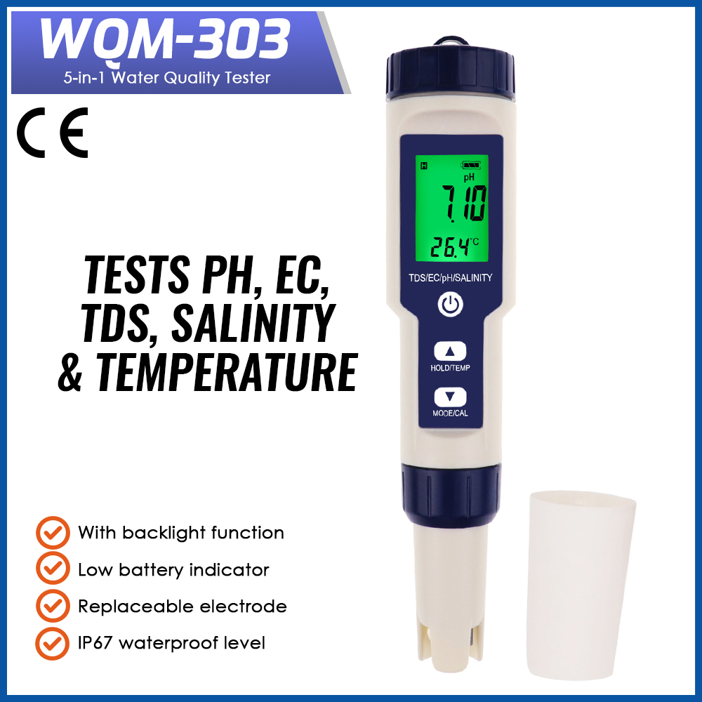Medidor de salinidad 5 en 1 PH - Ph Meter Digital Water Tester reseña y precio